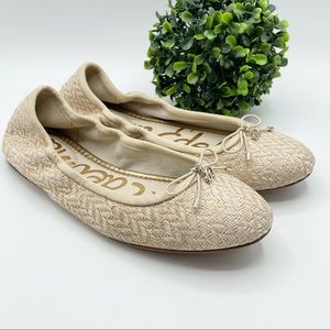 Sam Edelman Felicia flat sand/summer woven fabric